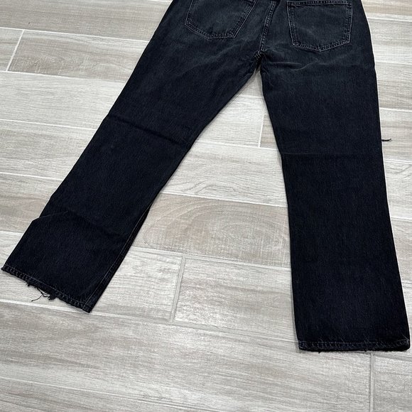 Agolde Lana Mid Rise Vintage Straight in Disorder Washed Black Distressed Jeans - Picture 12 of 12